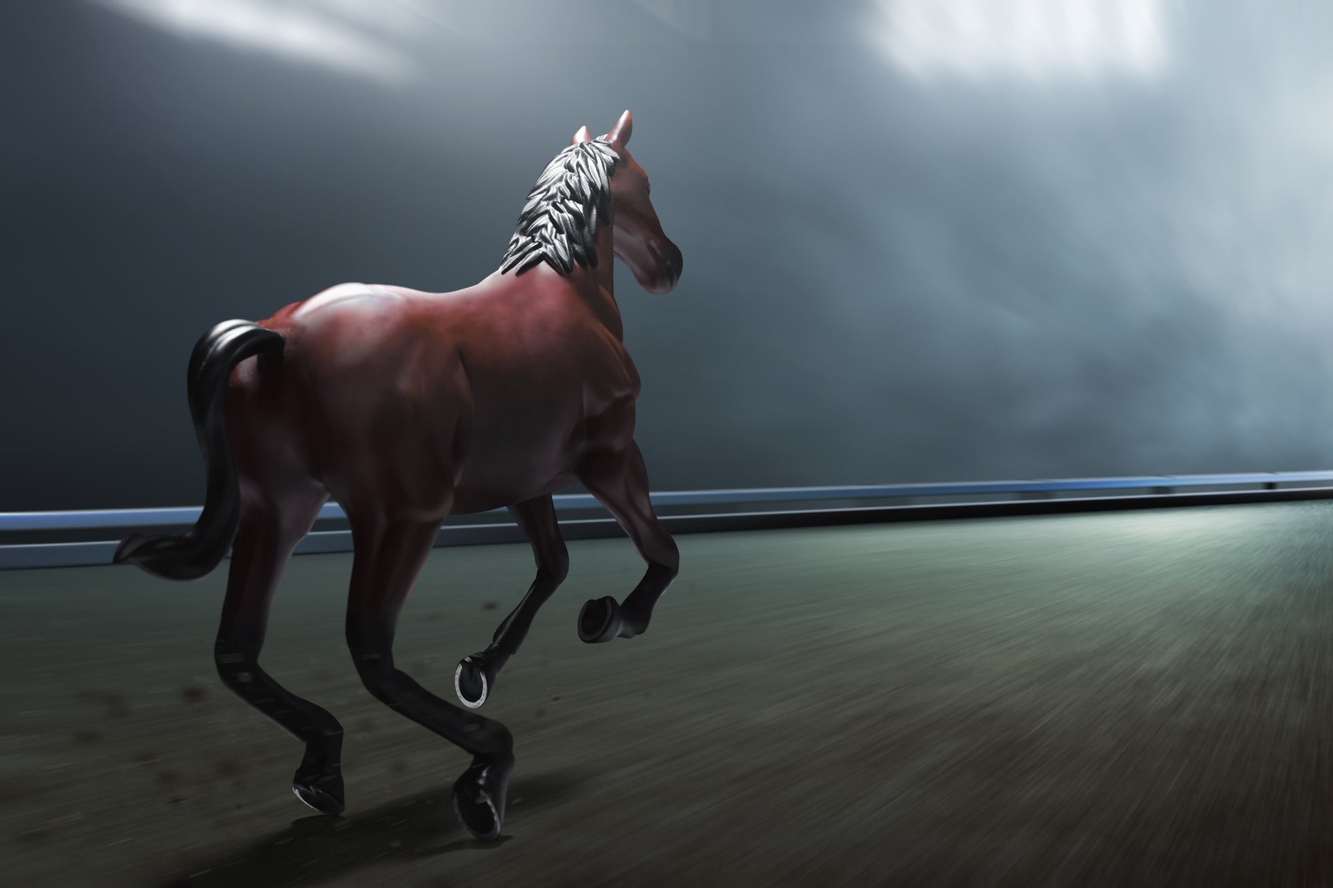Racehorse at night